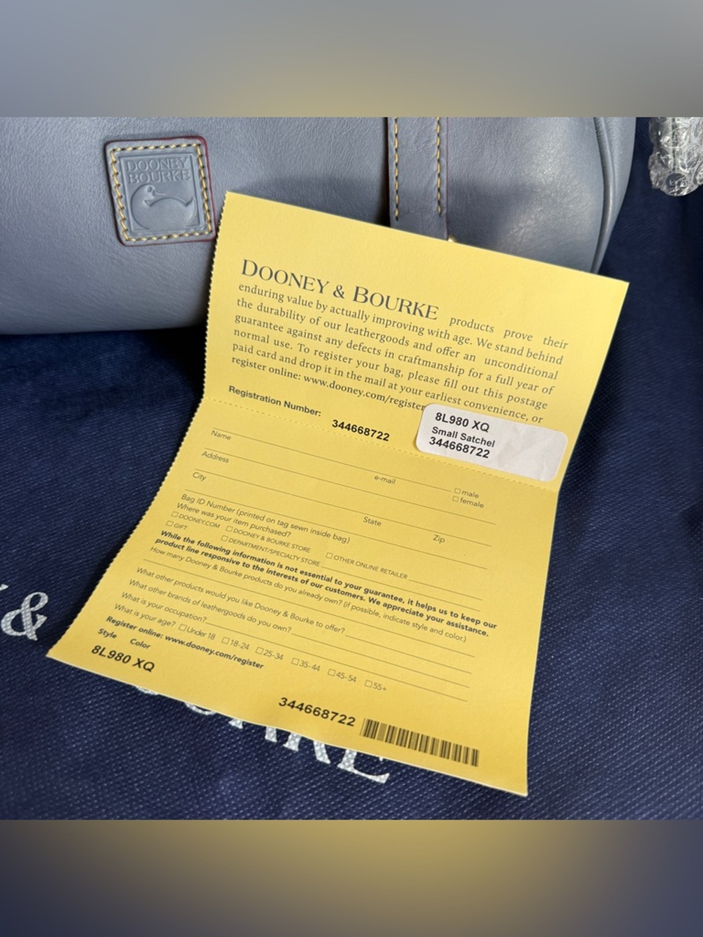 Dooney and Bourke Small Florentine Satchel in Steel Blue - Picture 10 of 15